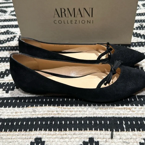 ARMANI COLLEZIONI Silk Bow Flats Size 39